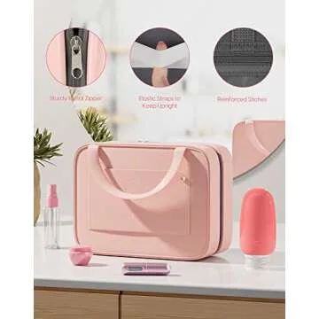 Morfone Leak Proof Travel Toiletry Bottles and Hanging Makeup Organizer with TSA Approved Cosmetic Bag for Shampoo, Conditioner, and Toiletries
