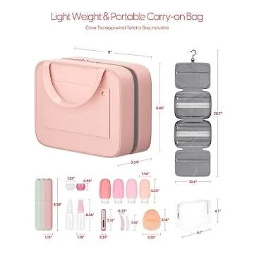 Morfone Leak Proof Travel Toiletry Bottles and Hanging Makeup Organizer with TSA Approved Cosmetic Bag for Shampoo, Conditioner, and Toiletries