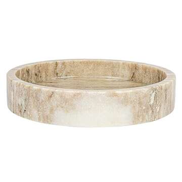 Bloomingville 8 Inches Marble Bowl, Beige Dish