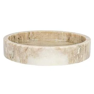 Bloomingville 8 Inches Marble Bowl, Beige Dish