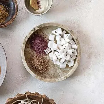 Bloomingville 8 Inches Marble Bowl, Beige Dish