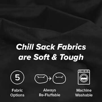 Chill Sack Bean Bag Chair - 5' Giant Memory Foam Lounge Chair with Soft Microfiber Cover – Cozy Furniture for Living Room, Dorm, & Kids' Rooms – Comfortable 5 Ft, Microsuede Lounge Sofa, Black