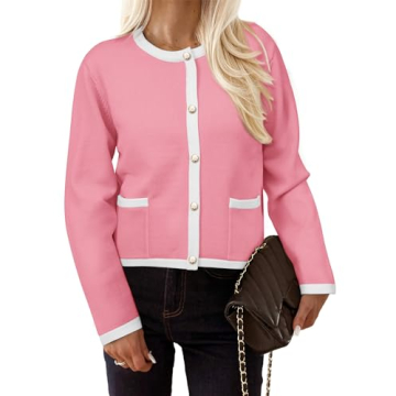 PRETTYGARDEN Women's Cardigan 2024 Fall Lightweight Long Sleeve Sweaters Button Down Cardigans Knit ...