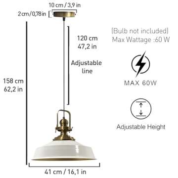 bamyum Asletl Vintage Hanging Lighting Industrial Hanging Light Fixtures 15.7" Metal Lampshade E26 P...