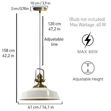 bamyum Asletl Vintage Hanging Lighting Industrial Hanging Light Fixtures 15.7" Metal Lampshade E26 P...