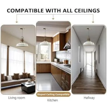 bamyum Asletl Vintage Hanging Lighting Industrial Hanging Light Fixtures 15.7" Metal Lampshade E26 Pendant Lighting for Living Room Bedroom Bar Office Farmhouse Dining Room Light Industrial Lighting