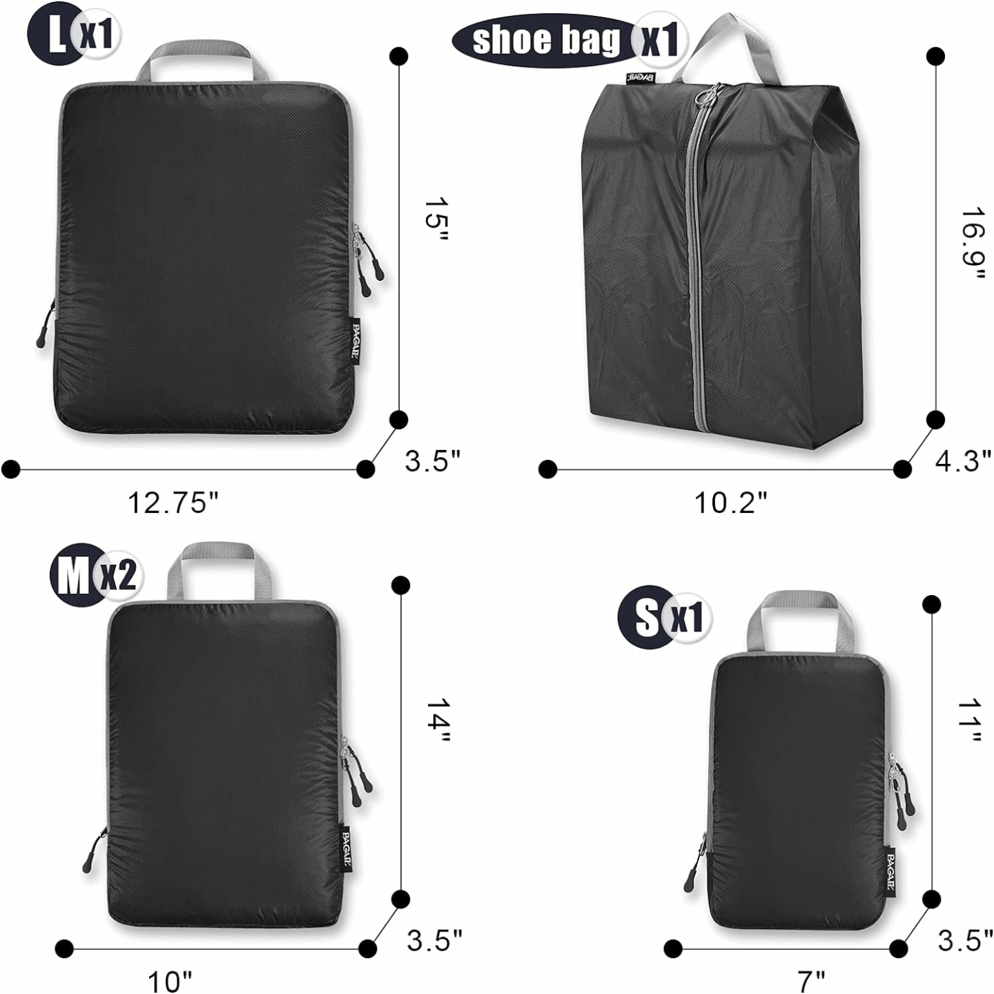 BAGAIL Compression Packing Cubes for Travel