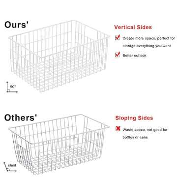 Orgneas Freezer Organizer Bins, Wire Freezer Baskets for Upright Freezer, Pantry Storage and Organization Freezer Storage Containers for Foods, Snacks, Vegetables, Fruits, Set of 6