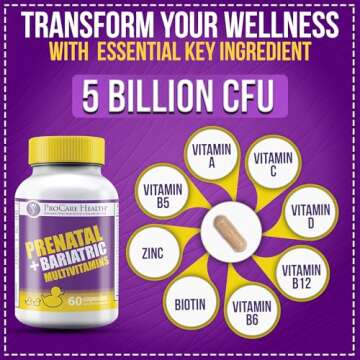 Procare Health Prenatal Bariatric Multivitamin with Iron (60 Easy to Swallow Capsules) – Bariatric Prenatal Probiotic for Women, Bariatric Vitamins for Gastric Bypass & Gastric Sleeve (1 Month Supply)