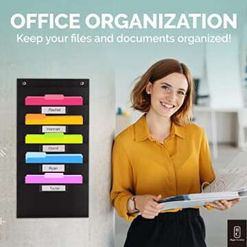 Hippo Creation Heavy Duty Storage Pocket Chart for Classroom, 5 Pocket Storage Organizer with 2 Over...