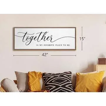 Together Is My Favorite Place to Be Sign Wall Art - 41"X14" Together Is Our Favorite Place To Be Sign Framed Wall Decor For Couple Bedroom Above Bed -Thoughtful Home Accent Home Decor Wall Hangings (Brown)