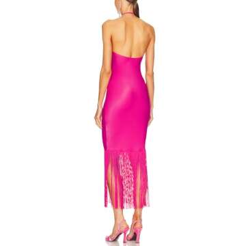 JLCNCUE Women Halter Neck Bodycon Midi Dress - Stylish Evening Gown