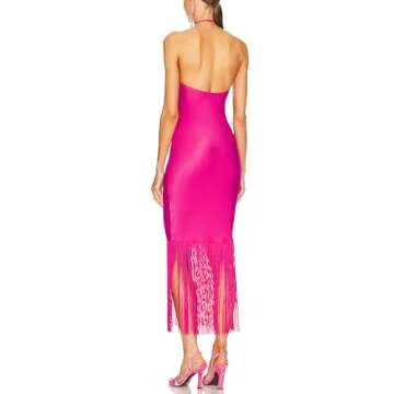 JLCNCUE Women Halter Neck Bodycon Midi Dress - Stylish Evening Gown