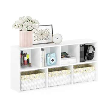 Furinno Luder Bookcase / Book / Storage , 7-Cube, White