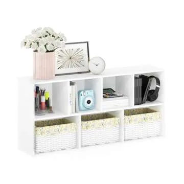 Furinno Luder Bookcase / Book / Storage , 7-Cube, White