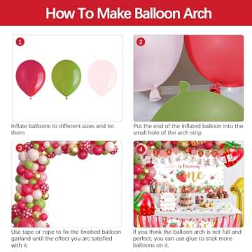 Aribra Strawberry 1st Birthday Decorations - Berry First Birthday Party Supplies, Strawberry Berry Sweet One Birthday Party Decorations Include, Balloon Boxes, Backdrop, Balloon arch, Highchair Banner