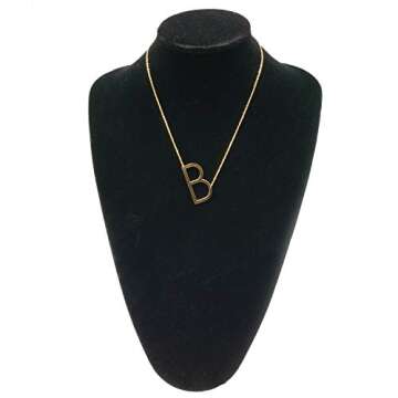 MOMOL Sideways Initial Necklace Elegant 18K Gold Plated