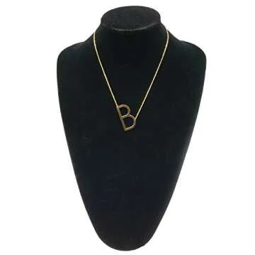 MOMOL Sideways Initial Necklace Elegant 18K Gold Plated