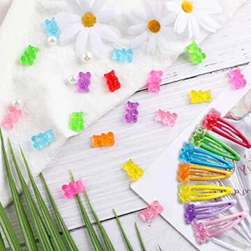 SANNIX Gummy Bear Nail Charms for Creative Art (120 Pcs)