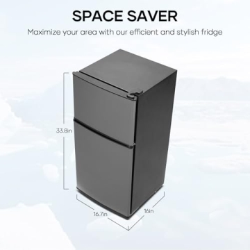 BODIOO Mini Fridge with Freezer, 2.8 Cu.Ft, Small Fridge with 7 Settings Temperature Adjustable, 2 Doors, Low Noise, Mini Refrigerator for Living Room,Office,Kitchen and Apartment, Dark Gray