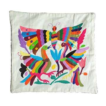 ALKIMIA INC Mexican Handmade Pillow Cover Authentic Otomi Tenango Embroidery