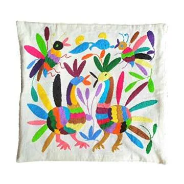 Authentic Mexican Otomi Embroidered Pillow Cover