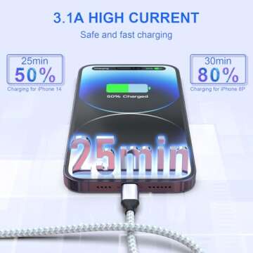 iPhone Charger [Apple MFi Certified] 6 Pack Fast Charging USB Lightning Cable (3/3/6/6/6/10 ft) Phon...