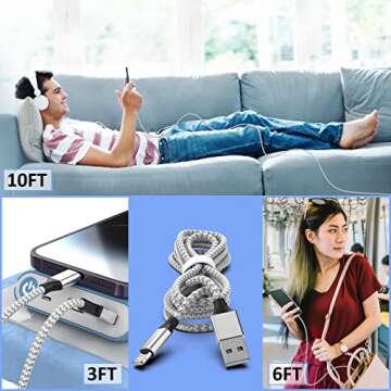 iPhone Charger [Apple MFi Certified] 6 Pack Fast Charging USB Lightning Cable (3/3/6/6/6/10 ft) Phone Chargers Cord for 14 Pro/13 mini/13/12/11 Pro MAX/XR/XS/8/7/Plus/6S/SE/iPad