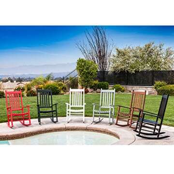 Shine Company Vermont Porch Rocker, High Back Wood Rocking Chair, Black