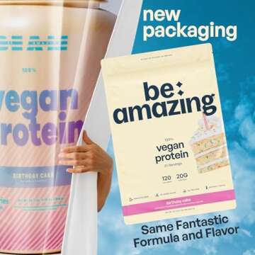 Be Amazing Vegan Protein Powder | 20g Plant-Based Protein with Prebiotics Fibers | Sugar-and-Gluten-...