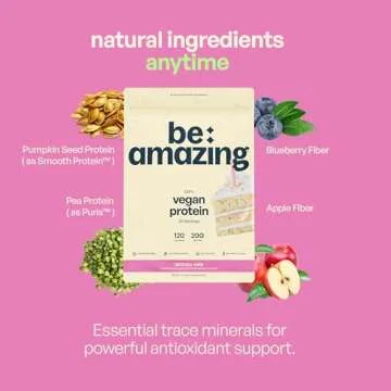 Be Amazing Vegan Protein Powder | 20g Plant-Based Protein with Prebiotics Fibers | Sugar-and-Gluten-Free Shake Mix, Low Carb, Non-Dairy Funfetti Smoothie | Birthday Cake, 25 Servings