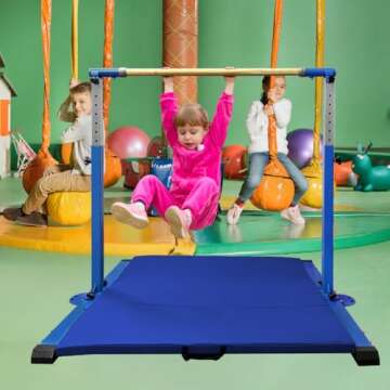 JC Gymnastic Kip Bar for Kids Ages 3-15 Adjustable 3' to 5'