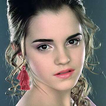 63Pairs Fashion Earrings with Tassel Earrings Layered Ball Dangle Hoop Stud Jacket Earrings for Women Jewelry Fashion and Valentine Birthday Party Gift