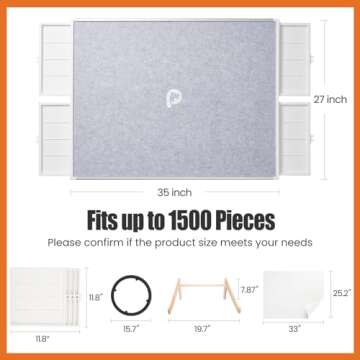 1500 Pieces Rotating Plastic Puzzle Board with Drawers and Cover, Dual-Sided 35"x27" Tilting Puzzle Board, Portable Lazy Susan Spinning Puzzle Board, Jigsaw Puzzle for Mom Adults