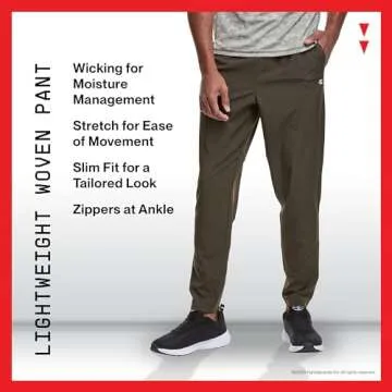 Champion Men's, MVP, Lightweight Woven, Moisture Wicking, Athletic Pants, 30.5", Stealth, Small