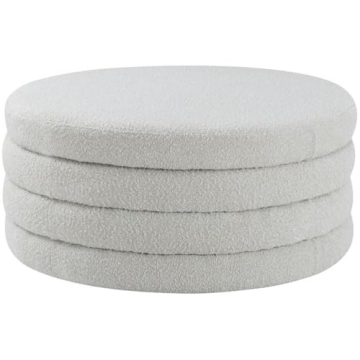 Meridian Modern Boucle Ottoman Cream Elegant Design