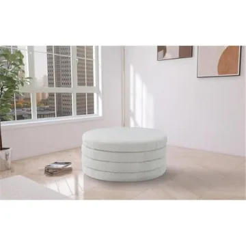 Meridian Modern Boucle Ottoman Cream Elegant Design