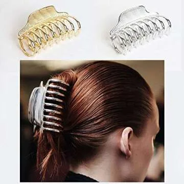 Numblartd Fashion Vintage Metal Alloy Large Hair Jaw Clips Hair Clamp - Women Girls Hair Updo Grip Hair Claw Shark Clip Hair Accessories for Thick Hair (Silver)