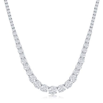 NYC Sterling Tennis Necklaces for Women – Luxurious Cubic Zirconia Necklace – Graduated Tennis N...