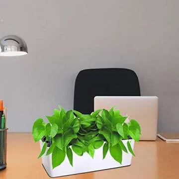 Fasmov 2 Pack Rectangle Self Watering Planter with Water Level Indicator, 16x 5.5 Inch Window Gardening Box, Decorative Planter Pot for All House Plants Flowers Herbs, Decorative Planter Pot