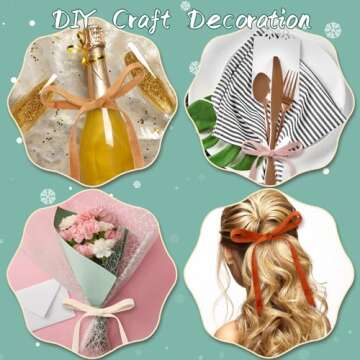 Yunlly 6 Rolls 3/8 Inch Velvet Ribbon for Gift Wrapping Bow 120 Yards Vintage Assorted Ribbon Multicolored Craft Ribbon for Valentine's Day Wedding Decoration Ornament Making(Classic Color)