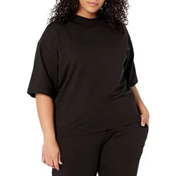 The Drop Women's Adeline Loose Mockneck T-Shirt Comfort