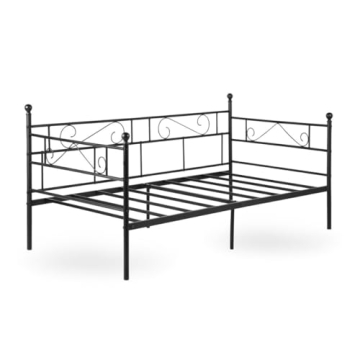 FurnitureR Metal Daybed Frame, Twin Size Metal Platform Bed with Headboard,Heavy Duty Steel Slats Su...