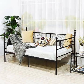 FurnitureR Twin Size Metal Daybed Frame for All Spaces
