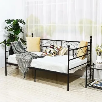 FurnitureR Twin Size Metal Daybed Frame for All Spaces