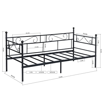 FurnitureR Twin Size Metal Daybed Frame for All Spaces