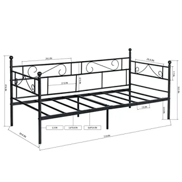 FurnitureR Twin Size Metal Daybed Frame for All Spaces