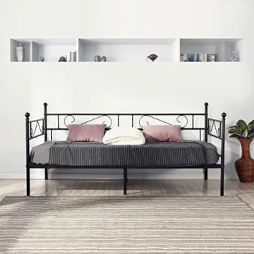 FurnitureR Twin Size Metal Daybed Frame for All Spaces