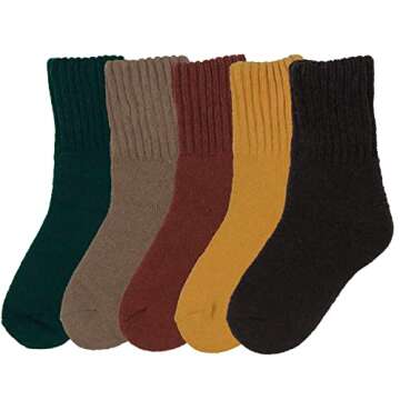 BomKinta Women Winter Solid Boots Socks Thick Warm Wool Socks Cozy Crew Socks for Women Christmas Gift, Brown Red Green Yellow Khaki, Medium