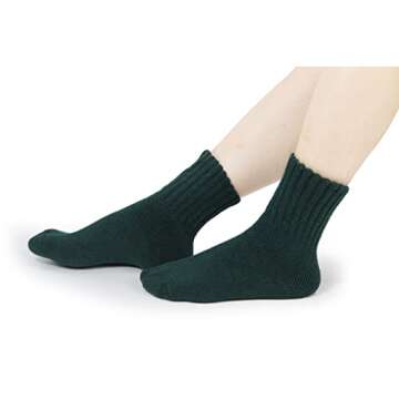 BomKinta Women Winter Solid Boots Socks Thick Warm Wool Socks Cozy Crew Socks for Women Christmas Gift, Brown Red Green Yellow Khaki, Medium